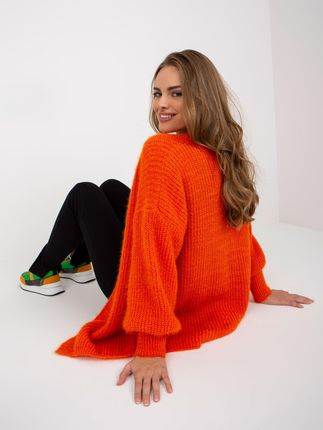 Pomarańczowy kardigan fluffy z dodatkiem wełny OCH BELLA