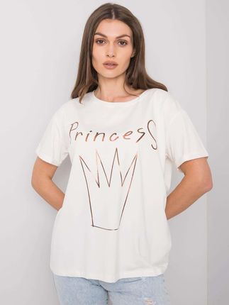 Ecru t-shirt z nadrukiem Aosta - zdjęcie 2