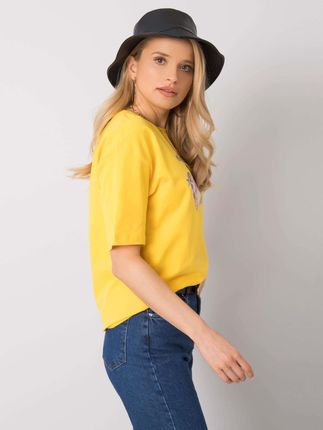 Żółty t-shirt z printem Jasmine RUE PARIS - zdjęcie 2