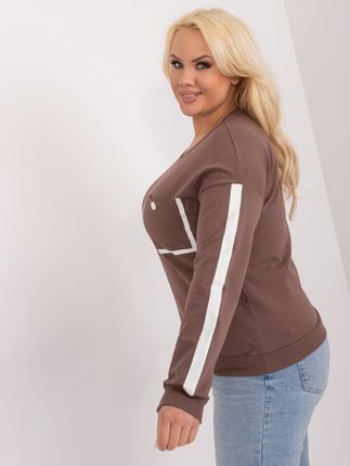 Brązowa bluzka plus size z okrągłym dekoltem
