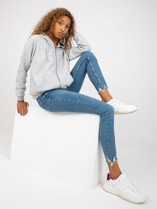 Szara melanżowa rozpinana bluza basic z kieszeniami