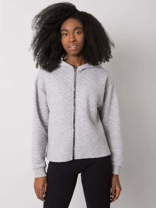 Szara melanżowa pikowana bluza basic Melanie - zdjęcie 2