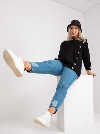 Czarna długa bluzka plus size z bawełny Brigitte