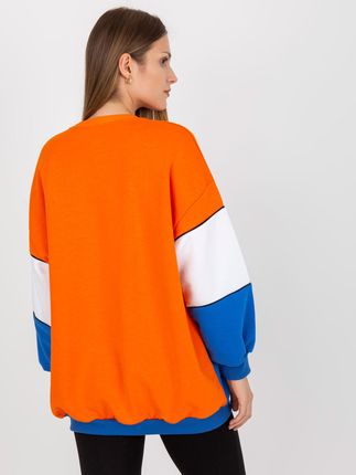 Pomarańczowo-niebieska dresowa bluza basic oversize RUE PARIS - zdjęcie 2