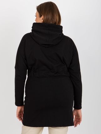 Czarna długa rozpinana bluza plus size z kapturem - zdjęcie 2