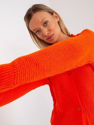 Pomarańczowy sweter rozpinany z dużymi guzikami RUE PARIS