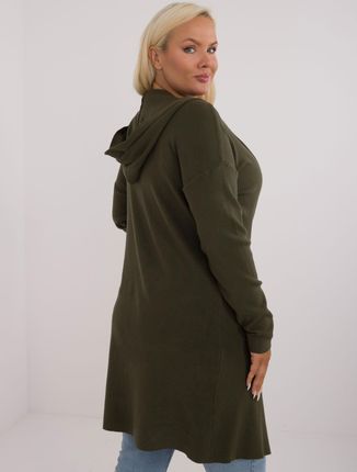 Khaki damski kardigan plus size z kieszeniami