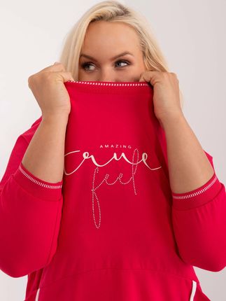 Czerwona luźna bluzka plus size z napisem