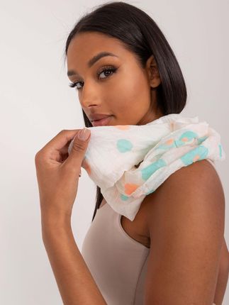 Ecru-pomarańczowy damski komin w grochy