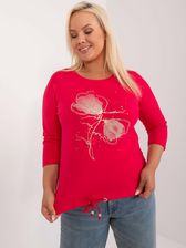 Czerwona bluzka plus size z okrągłym dekoltem - zdjęcie 1