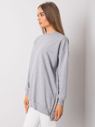 Szara melanżowa długa dresowa bluza basic oversize Rhiannon - zdjęcie 2