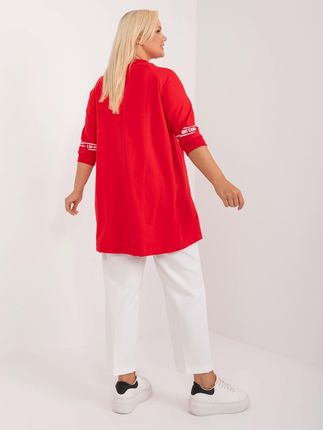 Czerwona asymetryczna bluzka plus size z nadrukiem - zdjęcie 2