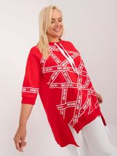 Czerwona asymetryczna bluzka plus size z nadrukiem - zdjęcie 1