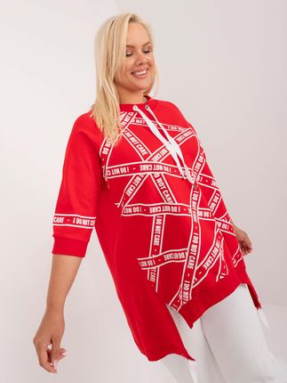 Czerwona asymetryczna bluzka plus size z nadrukiem