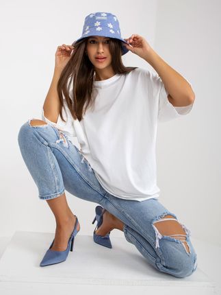 Biała luźna bluzka basic na co dzień - zdjęcie 2