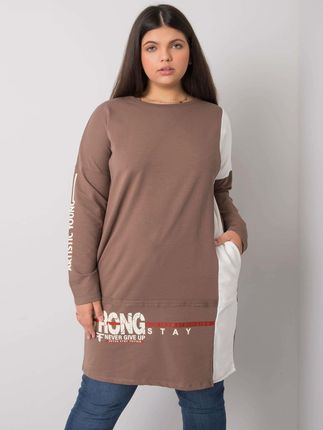 Brązowa bawełniana tunika plus size Eleasha - zdjęcie 2