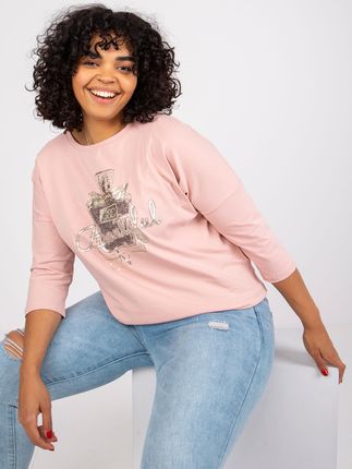 Brudnoróżowa bluzka plus size z okrągłym dekoltem Vickey