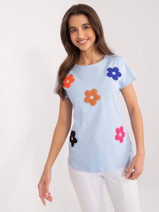 Jasnoniebieski t-shirt z cekinami BASIC FEEL GOOD