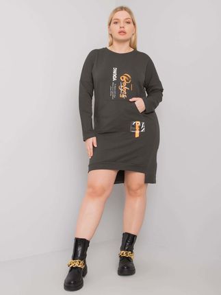 Ciemna khaki sukienka dresowa plus size Akira - zdjęcie 2