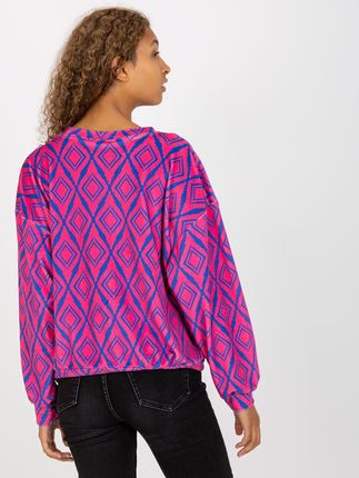Różowo-niebieska welurowa bluza z nadrukiem RUE PARIS - zdjęcie 2