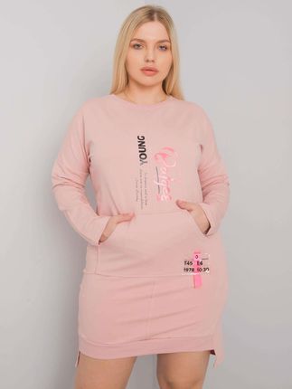 Brudnoróżowa sukienka dresowa plus size Akira