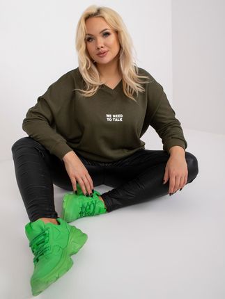 Khaki dresowa tunika plus size z napisem Raella