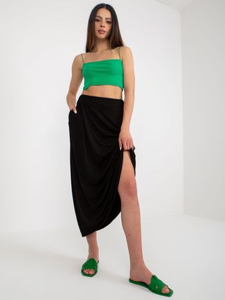 Czarna rozkloszowana spódnica basic z wiskozy RUE PARIS