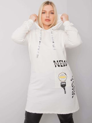 Ecru tunika plus size z kapturem Ashford