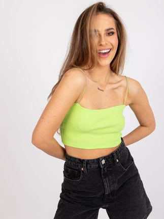 Fluo zielony krótki top w prążek na ramiączkach Aria RUE PARIS