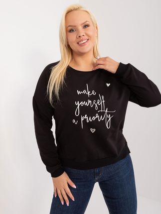 Czarna asymetryczna bluzka plus size z aplikacją