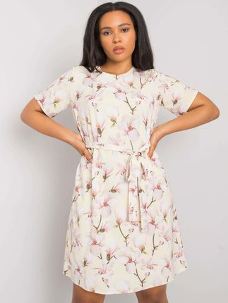 Żółta wzorzysta sukienka plus size Celene - zdjęcie 2