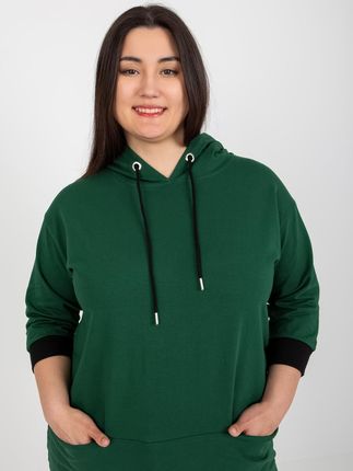 Ciemnozielona bluza plus size z kieszeniami