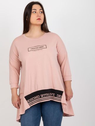 Brudnoróżowa tunika plus size z gumką na dole