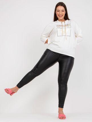 Biała codzienna bluzka plus size z aplikacją z dżetów