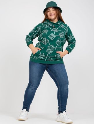 Zielona dresowa bluza plus size z kapturem - zdjęcie 2
