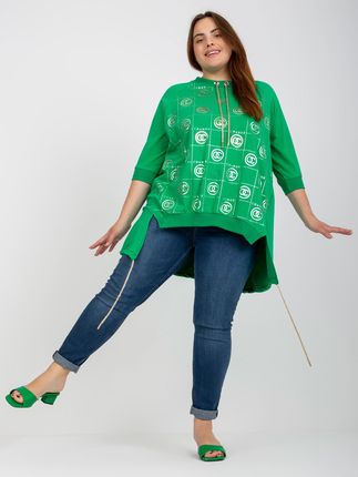 Zielona asymetryczna bluzka plus size z aplikacją