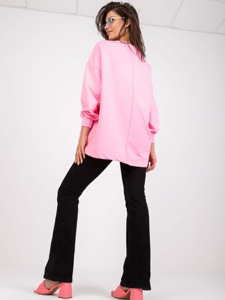 Różowo-niebieska bawełniana bluza oversize bez kaptura - zdjęcie 2