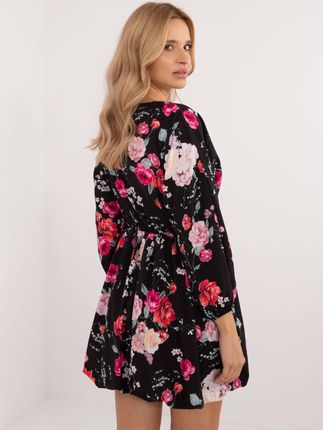 Czarna sukienka mini w kwiatowy print