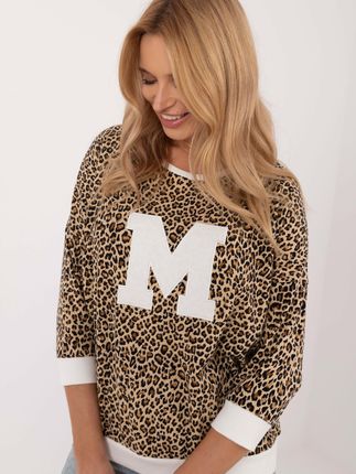Ecru-beżowa casualowa bluzka w panterkę