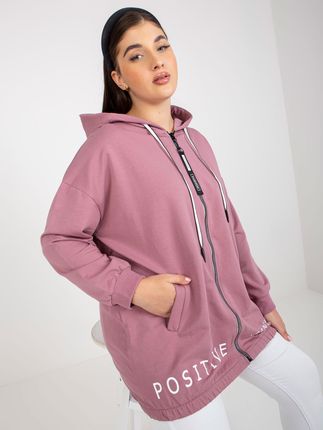 Brudnoróżowa rozpinana bluza plus size z napisami - zdjęcie 2