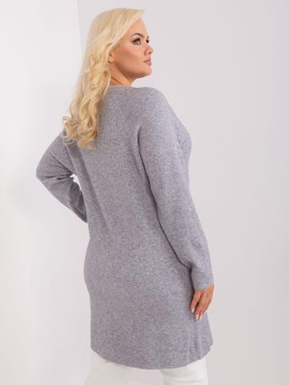 Szary sweter plus size z dzianiny - zdjęcie 2