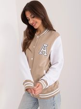 Beżowa damska bluza bomber z kieszeniami - zdjęcie 1