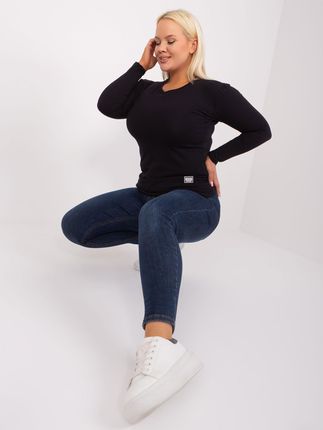 Czarna dopasowana bluzka plus size z bawełny