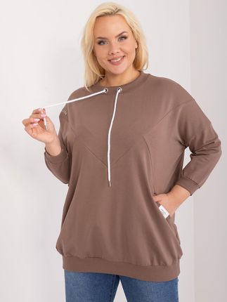 Brązowa luźna bluzka plus size z napisem