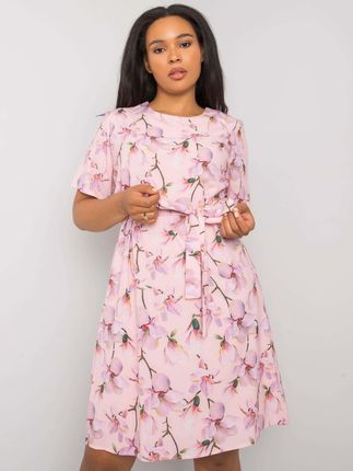 Różowa wzorzysta sukienka plus size Celene