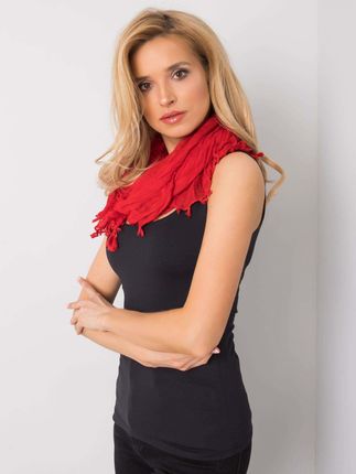 Czerwona chusta z frędzlami - zdjęcie 2