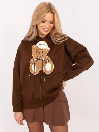 Brązowa damska bluza oversize z kieszenią - zdjęcie 2