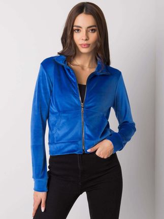 Ciemnoniebieska welurowa bluza rozpinana Charley RUE PARIS - zdjęcie 2