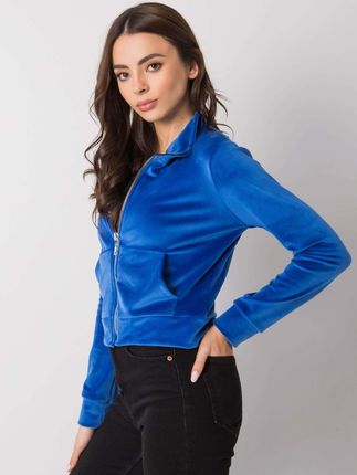 Ciemnoniebieska welurowa bluza rozpinana Charley RUE PARIS - zdjęcie 3