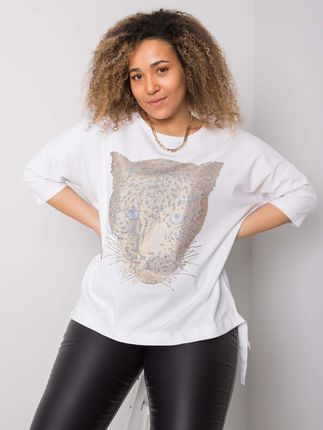 Biała bluzka plus size z aplikacją Darren
